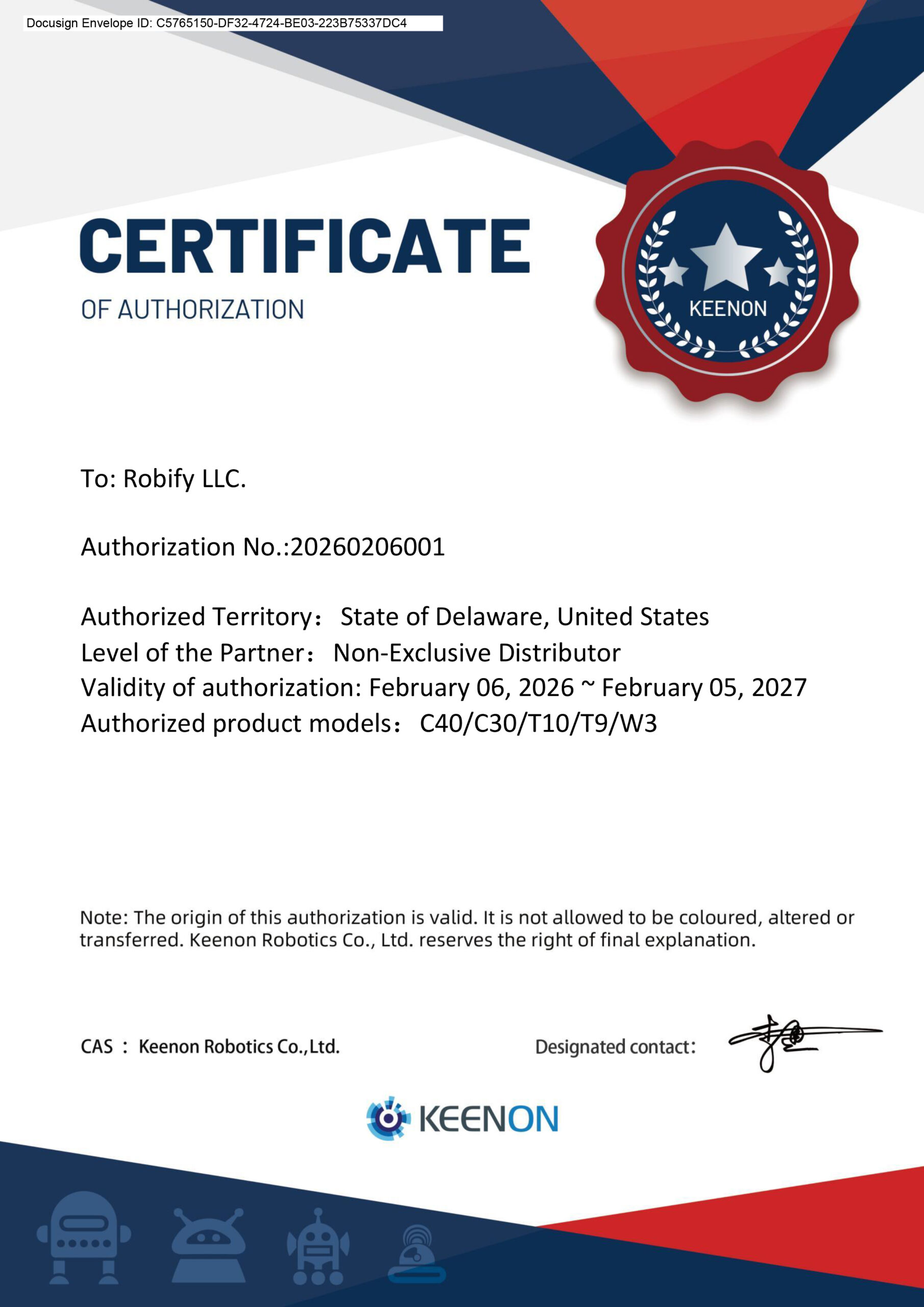Keenon_Robify_Authorization_Letter